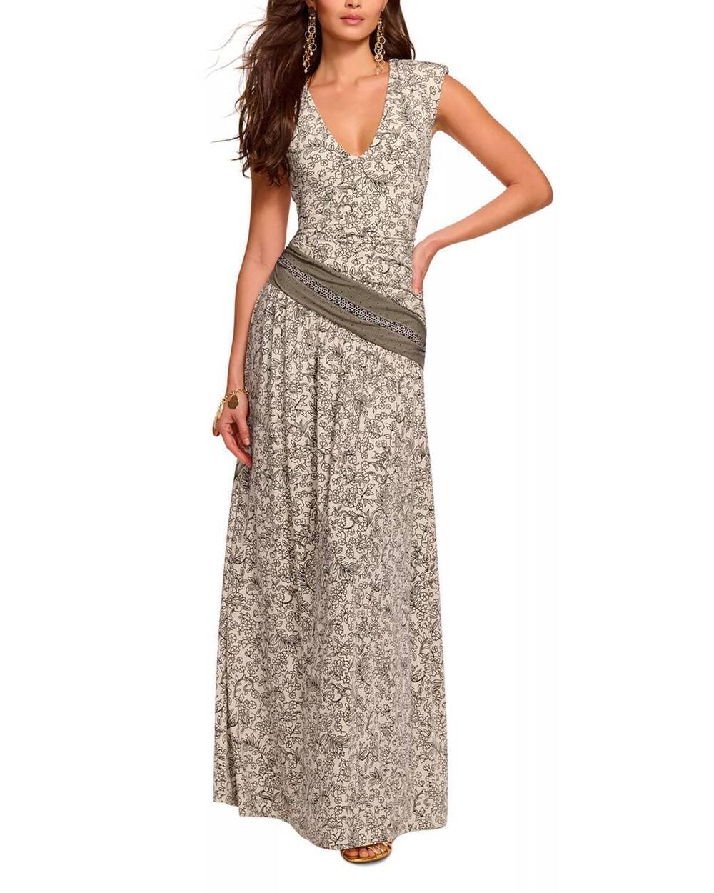 NEW RAMY BROOK jamie maxi dress in bone/black floral